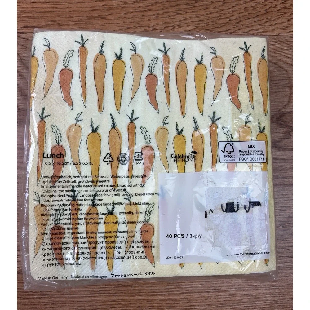 Celebrate The Home Carrot Easter Spring Lunch‎ Napkins Package of 40 NEW
